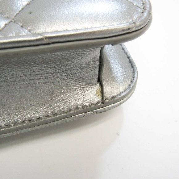 BALENCIAGA B.593615 Women's Leather Chain/Shoulder Wallet Silver - Picture 5 of 10